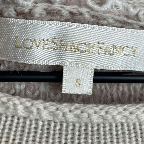 LoveShackFancy Pullover Sweater Sz S Multi Floral Crop Coquette Lace Collar - Picture 7 of 12